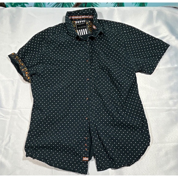 Denim & Flower Ricky Singh Other - Denim & Flower Ricky Singh Men's Woven Black White Polka Dot Button-Up Shirt M
